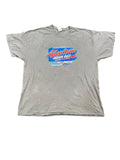 A gray short-sleeve t-shir, featuring a colorful 'Atlanta Indoor Race' graphic on the chest.