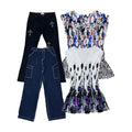 Y2K BOHO KNIT TOP & FLARE PANTS BUNDLE 2000sINDIE FAIRYCORE OUTFIT 6 PCS