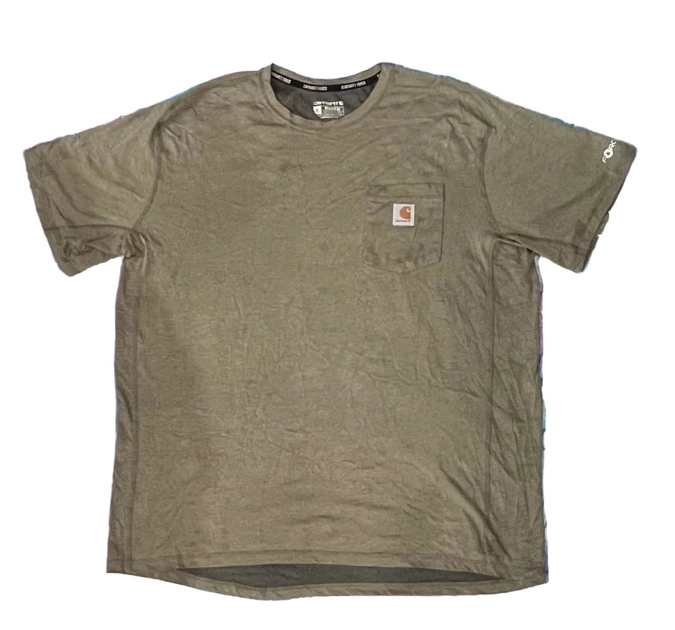 CARHARTT MEN ROUND NECK T-SHIRT ON A WHITE PLAIN BACKGROUND 