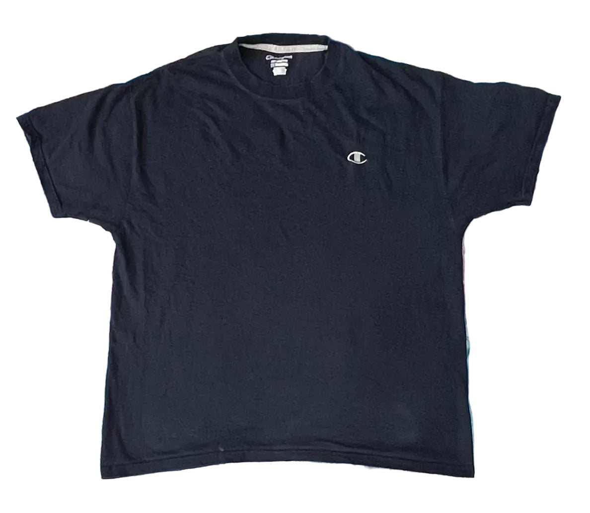 CHAMPION MEN ROUND NECK T-SHIRT ON A WHITE PLAIN BACKGROUND 
