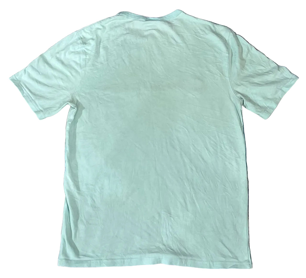 A mint green short-sleeve t-shirt on a white plain background 