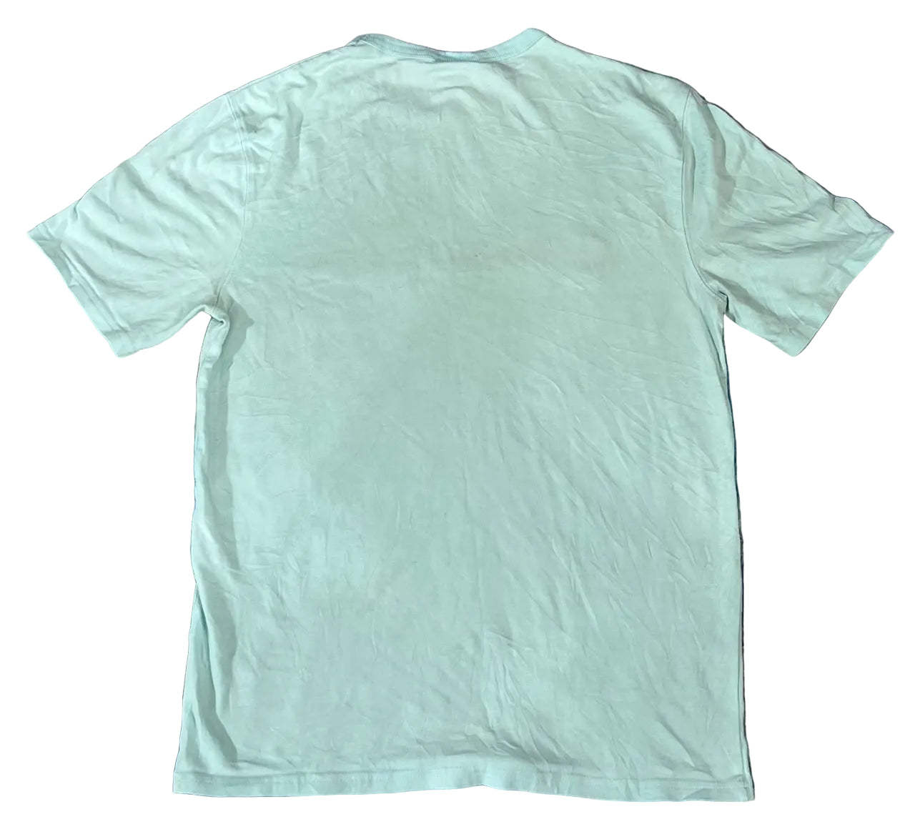 A mint green short-sleeve t-shirt on a white plain background 