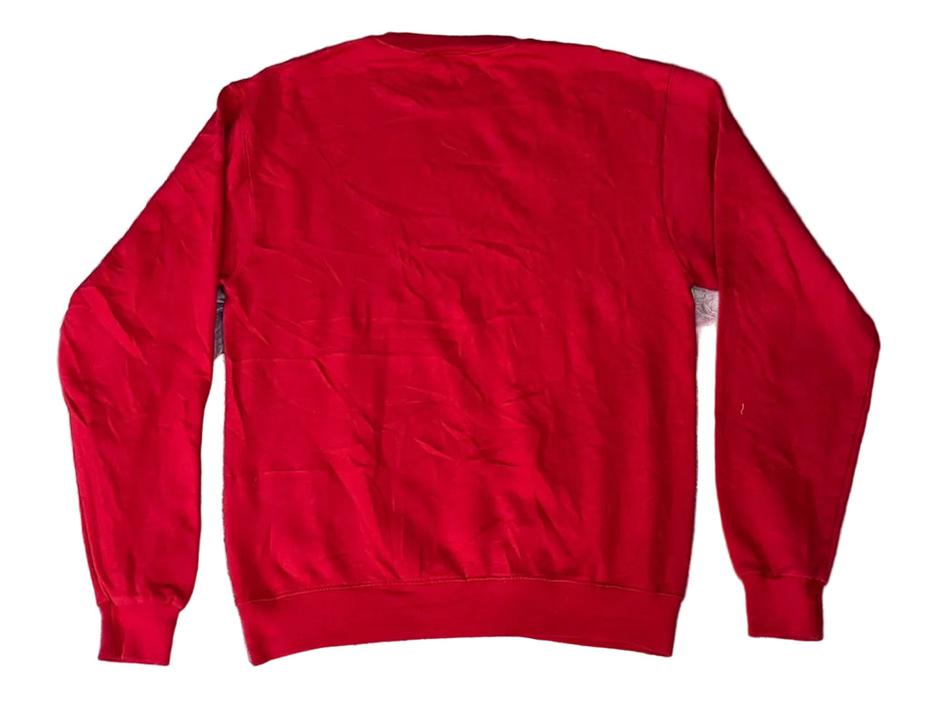 A red long-sleeve sweatshirt