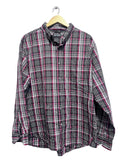 Chaps men plaid shirt on a hanger against a white wall