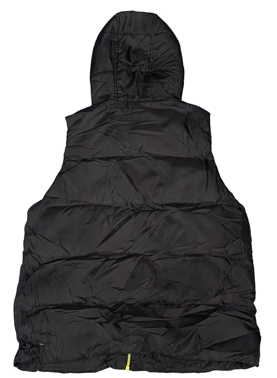 A black hooded puffer vest 