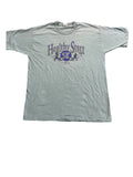 A light sage green short-sleeve t-shirt with a 'Healthy Start 5K' graphic on the chest,