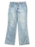 Light wash blue denim jeansON THE WHITE BACKGROUND
