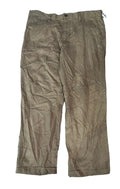 A pair of brown cropped pants on the white background 