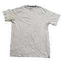 A light gray heather crewneck t-shirt ON WHITE BACKGROUND