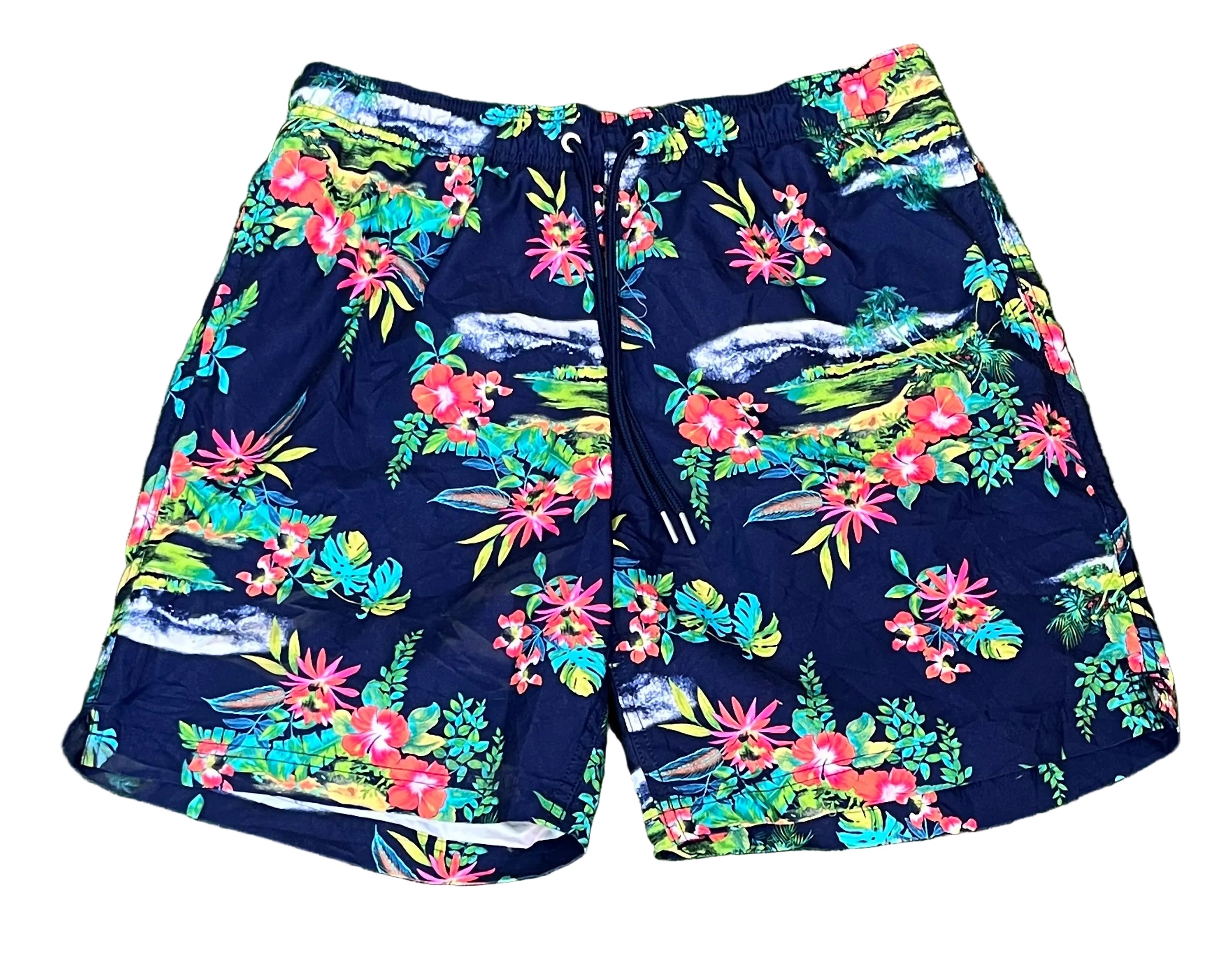 HAWAII MEN SHORTS ON A WHITE PLAIN BACKGROUND 