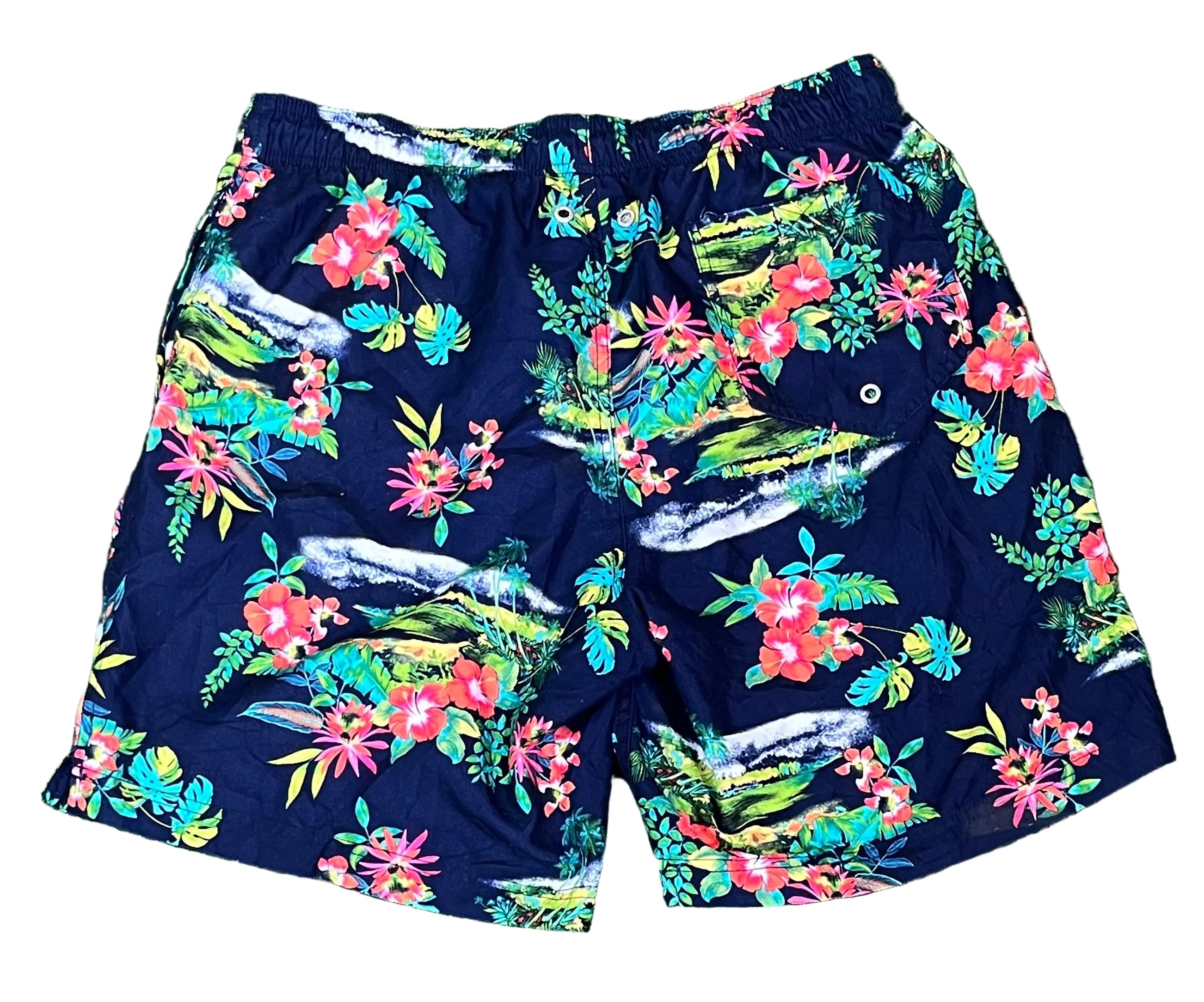 HAWAII MEN SHORTS ON A WHITE PLAIN BACKGROUND 