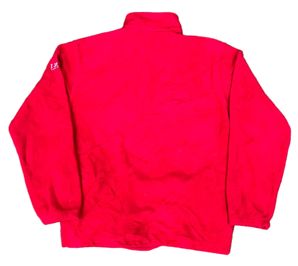 A bright red zip-up windbreaker jacket 