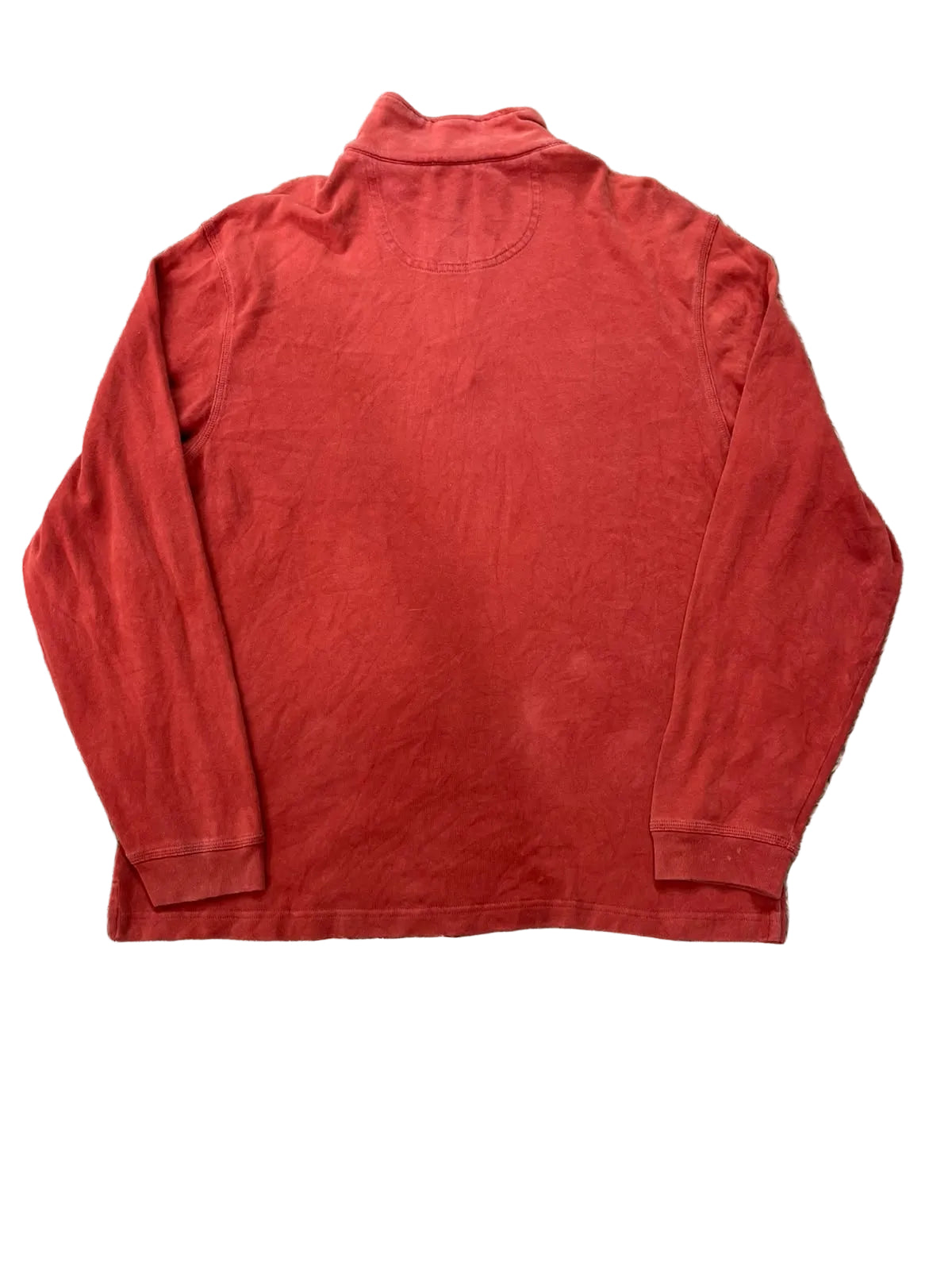 A red long-sleeve mock neck shirt