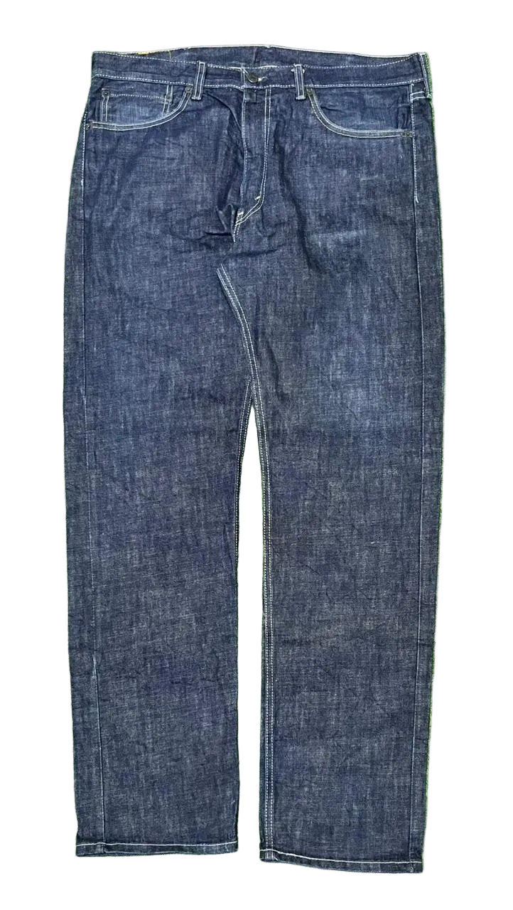 Levis 505 blue jeans in white background