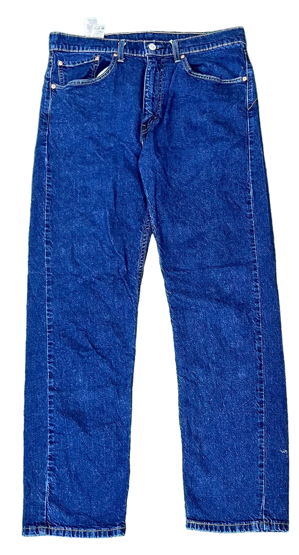 Levis 505 men denim jeans on a white plain background 