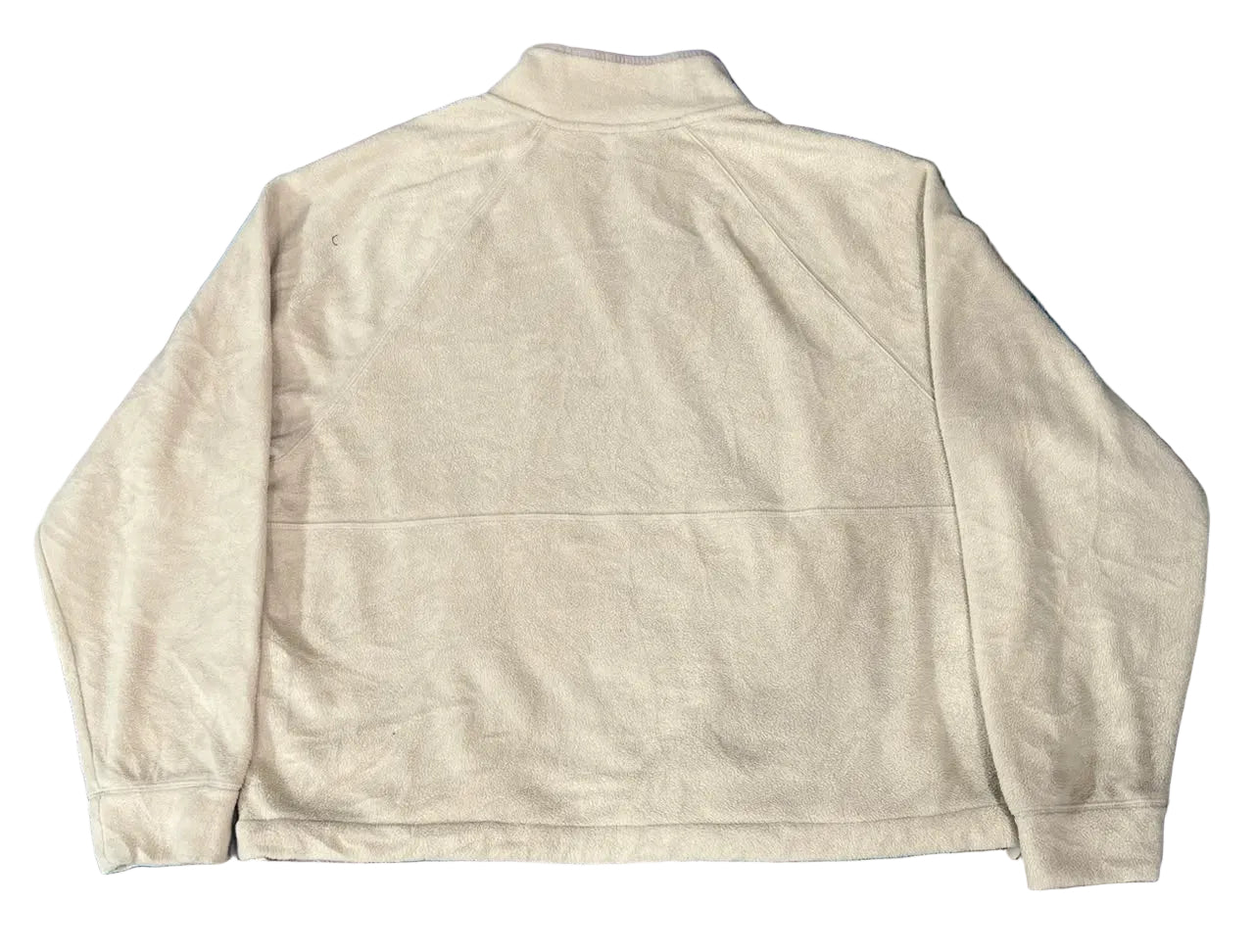 A cream-colored long-sleeve quarter-zip pullover jacket
