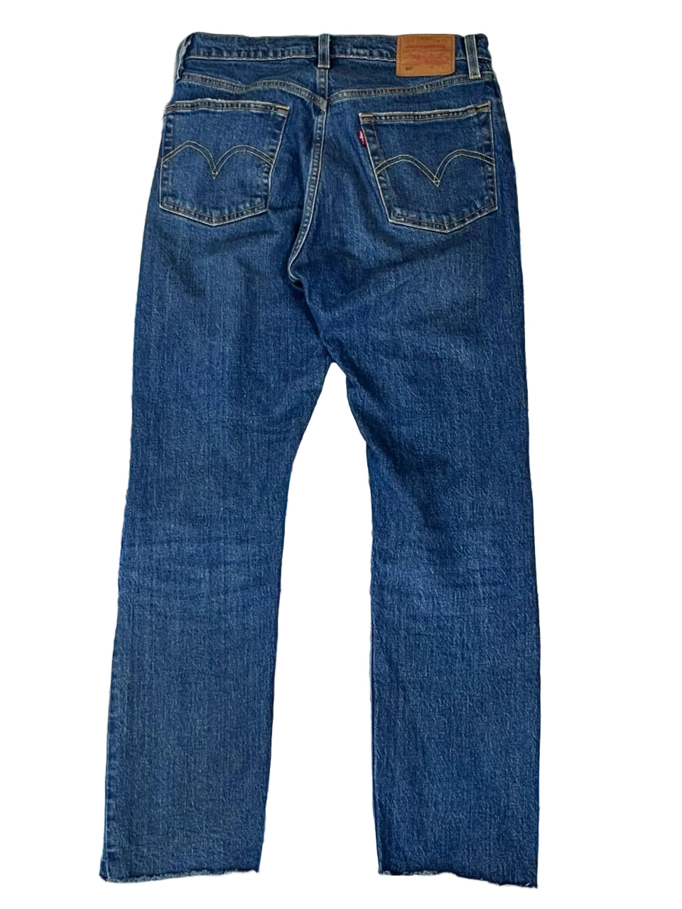LEVI'S 501 MEN DENIM JEANS ON A WHITE PLAIN BACKGROUND 