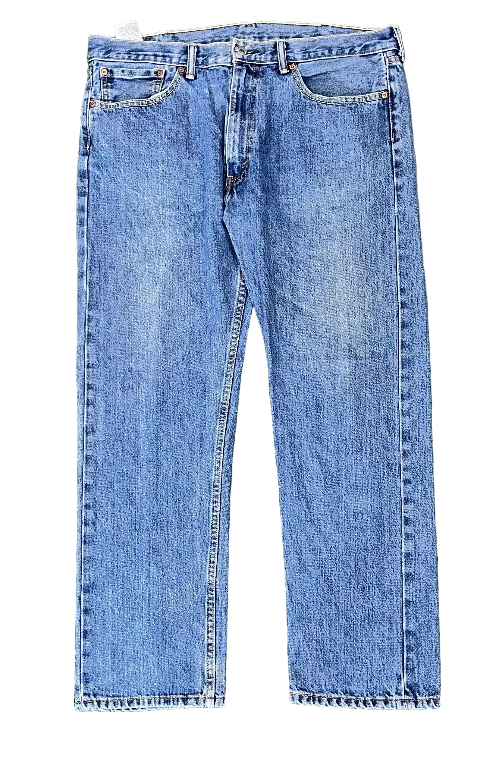 Levis men denim jeans on a white plain background 
