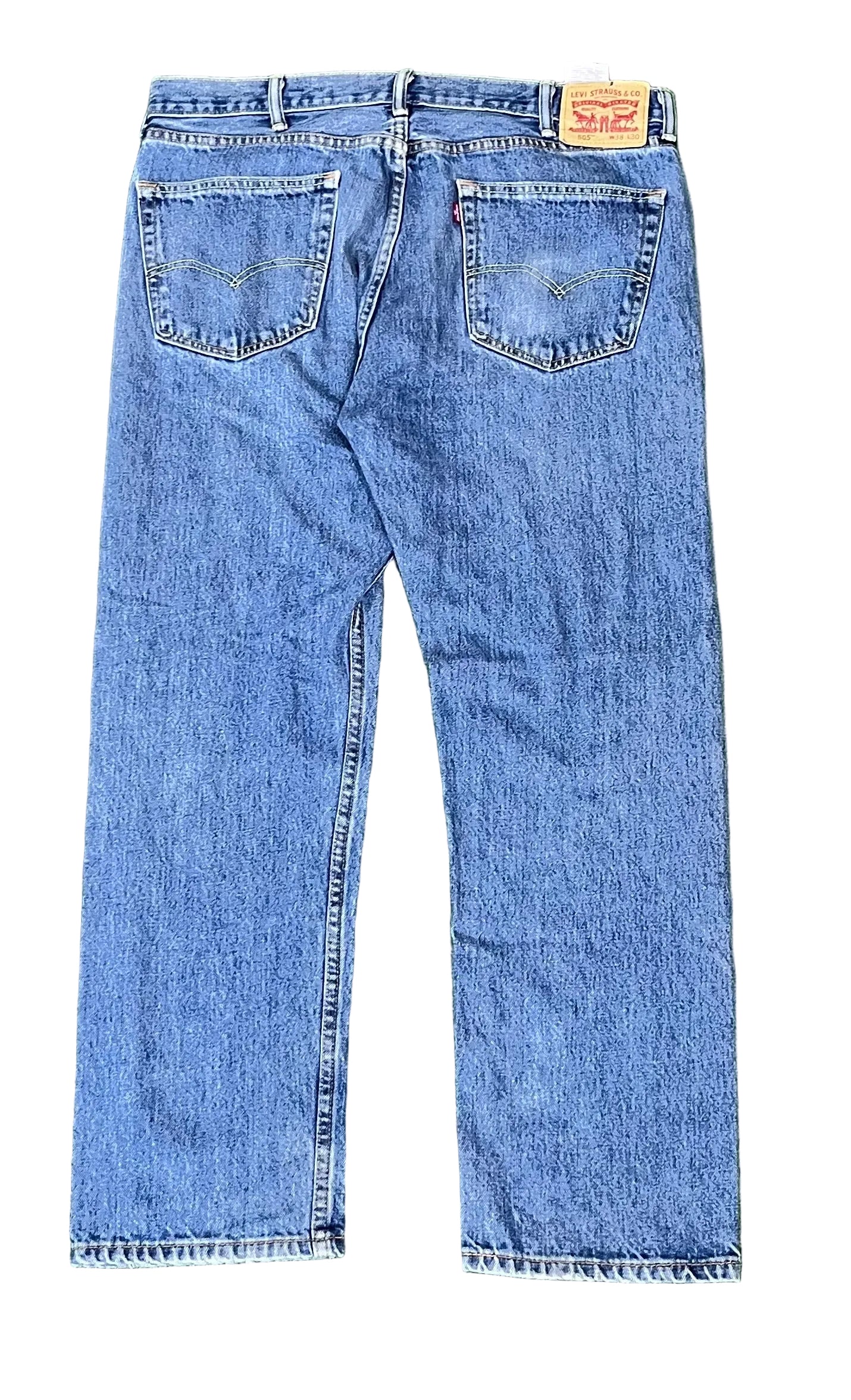 Levis men denim jeans on a white plain background 