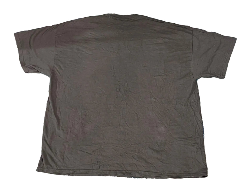 A dark gray short-sleeve t-shirt ON THE WHITE BACKGROUND