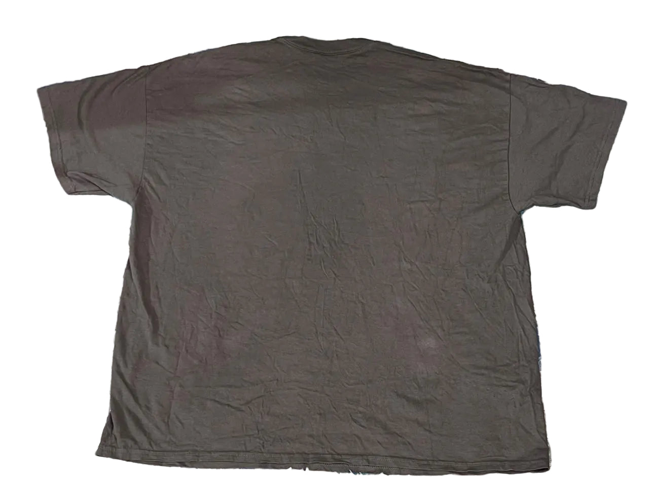 A dark gray short-sleeve t-shirt ON THE WHITE BACKGROUND