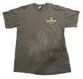 A dark brown short-sleeve t-shirt with a 'Buck Wear' logo on the left chest,