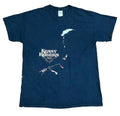 A navy blue short-sleeve Kenny Rogers graphic t-shirt . The front features a white and silver graphic of a cowboy profile with a feather and an arrow, alongside the 'Kenny Rogers' text logo.