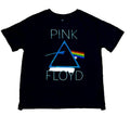 A black short-sleeve t-shirt featuring the Pink Floyd 'The Dark Side of the Moon' prism graphic, 