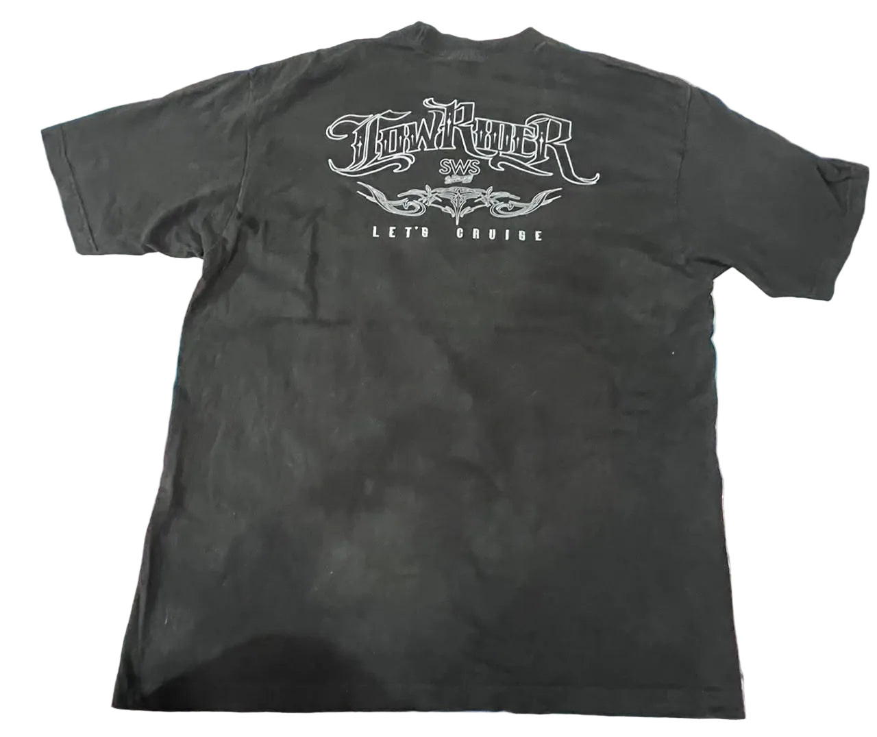 A black short-sleeve T-shirt The back of the shirt features a white graphic print with the words 'TowRover' and 'LETS ENGINE'.