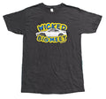 A black short-sleeve graphic t-shirt .The graphic features the words 'WICKED BIG MEET 600%' in a bold yellow font with a white sports car illustration in the center.