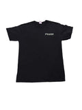A black short-sleeve t-shirt with the word 'PRIME' printed in white across the chest, 