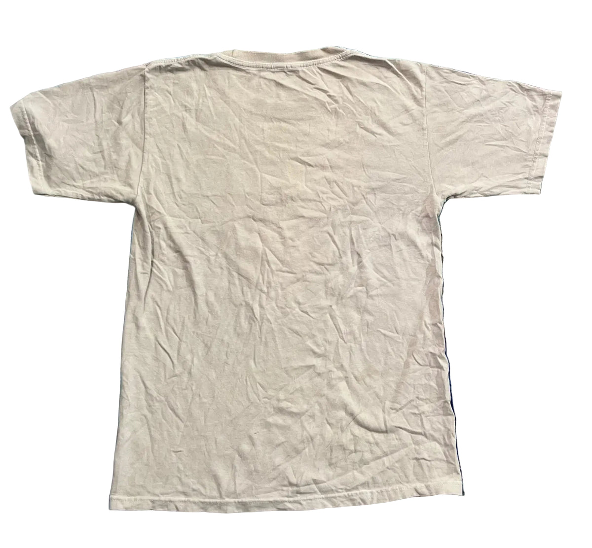 A light beige crewneck t-shirt ON THE WHITE BACKGRIUND 