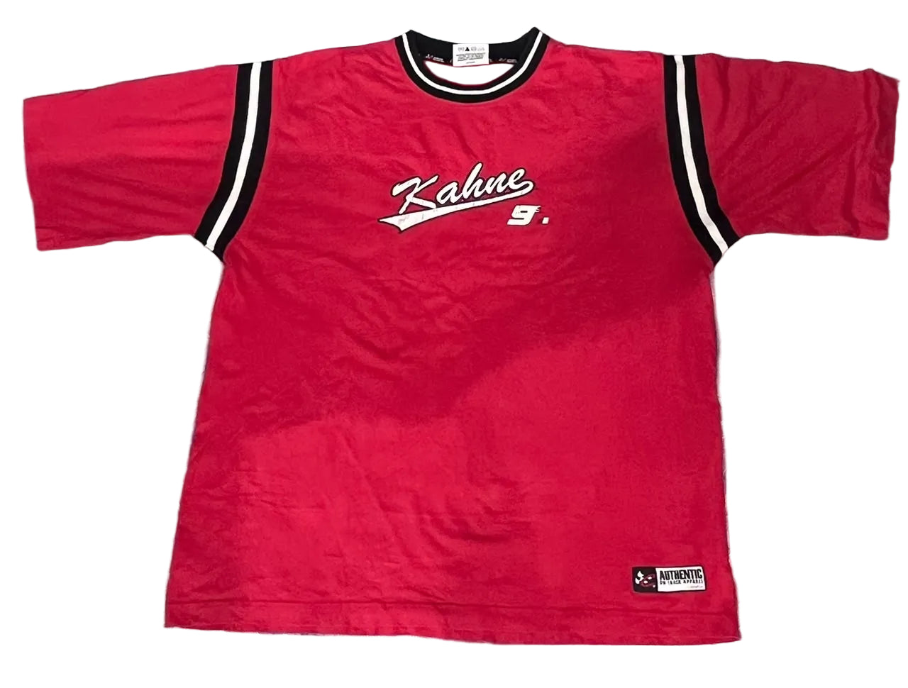 A red short-sleeve athletic-style T-shirt