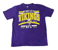 A purple Minnesota Vikings NFL graphic t-shirt on a white plain background 