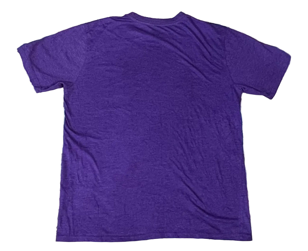 A plain purple short-sleeve t-shirt ona white plain background 