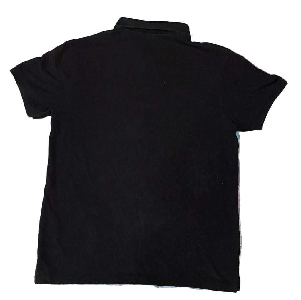 A black short-sleeve polo shirt