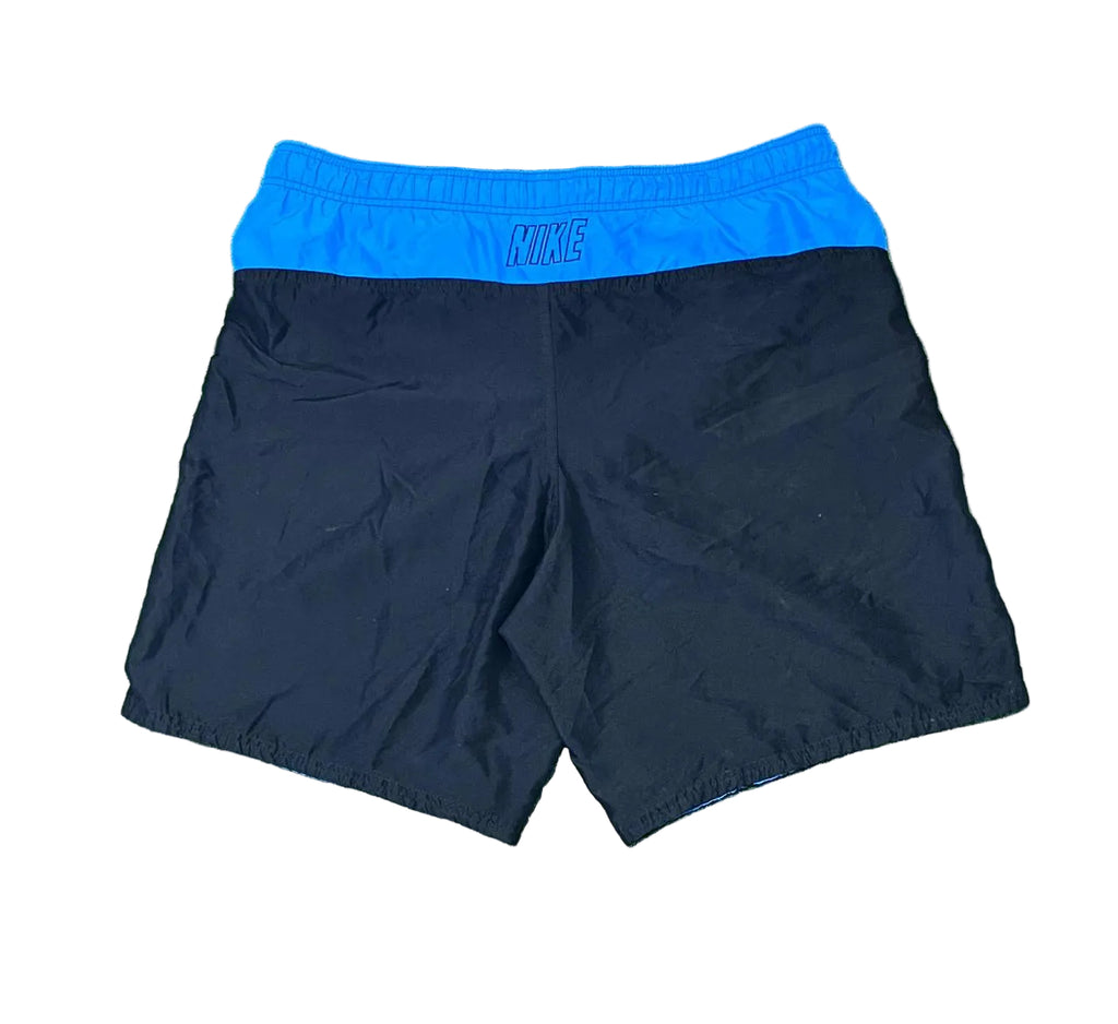 NIKE Black shorts with blue waistband on a White background