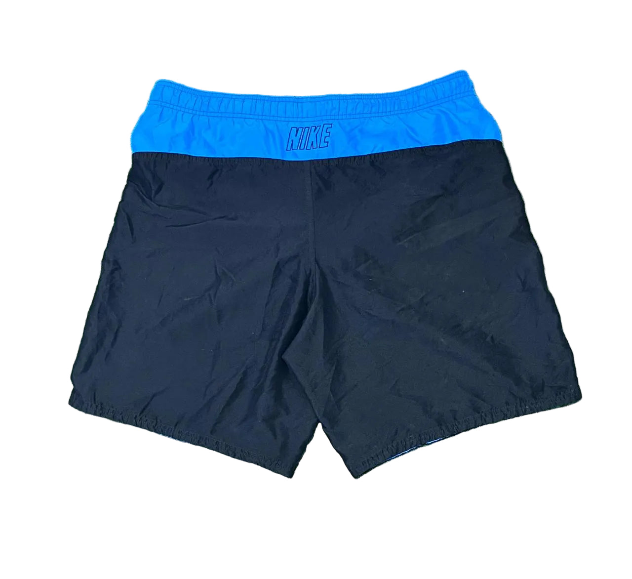 NIKE Black shorts with blue waistband on a White background