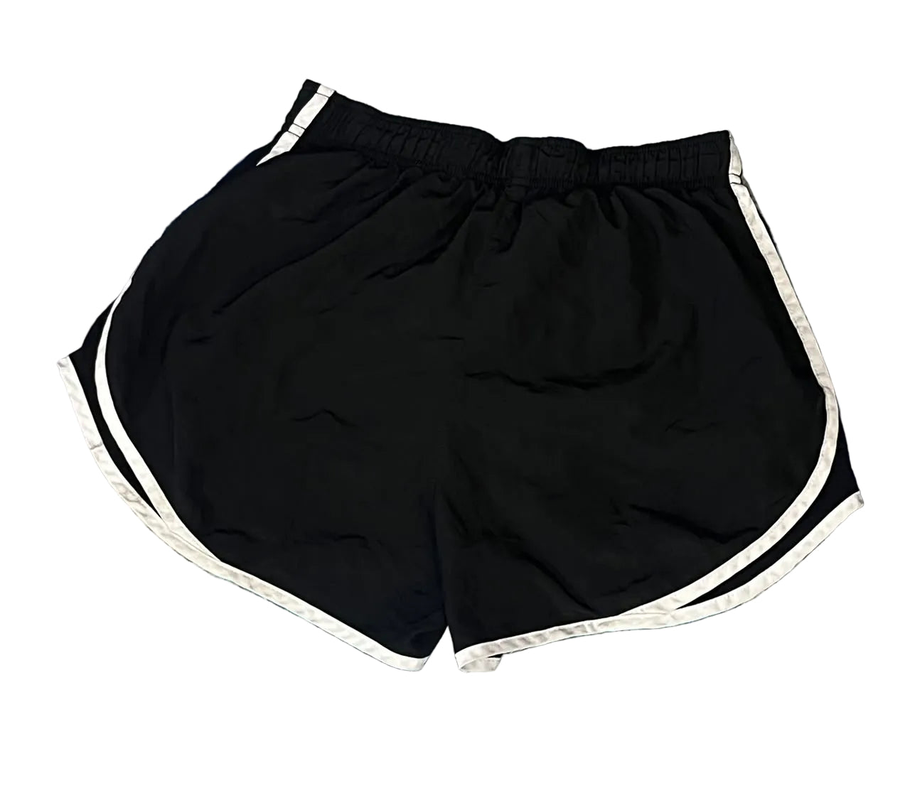 Black athletic shorts with white side stripes 