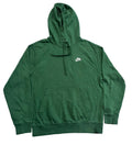 A dark green Nike pullover hoodie with a small white embroidered logo on the left chest,