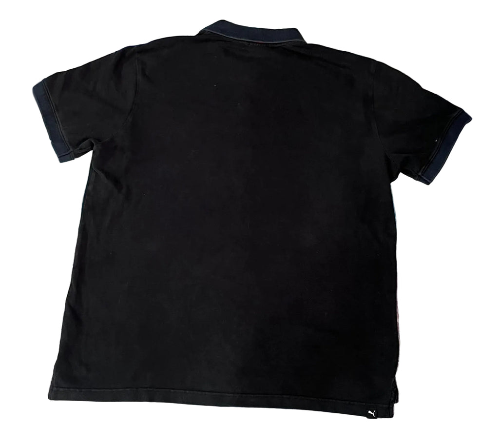 A black short-sleeve polo shirt