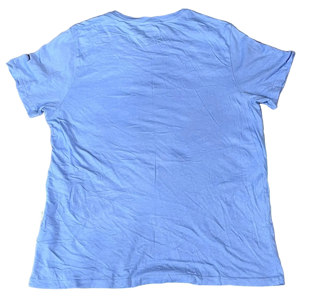 A light blue short-sleeve crewneck t-shirt 