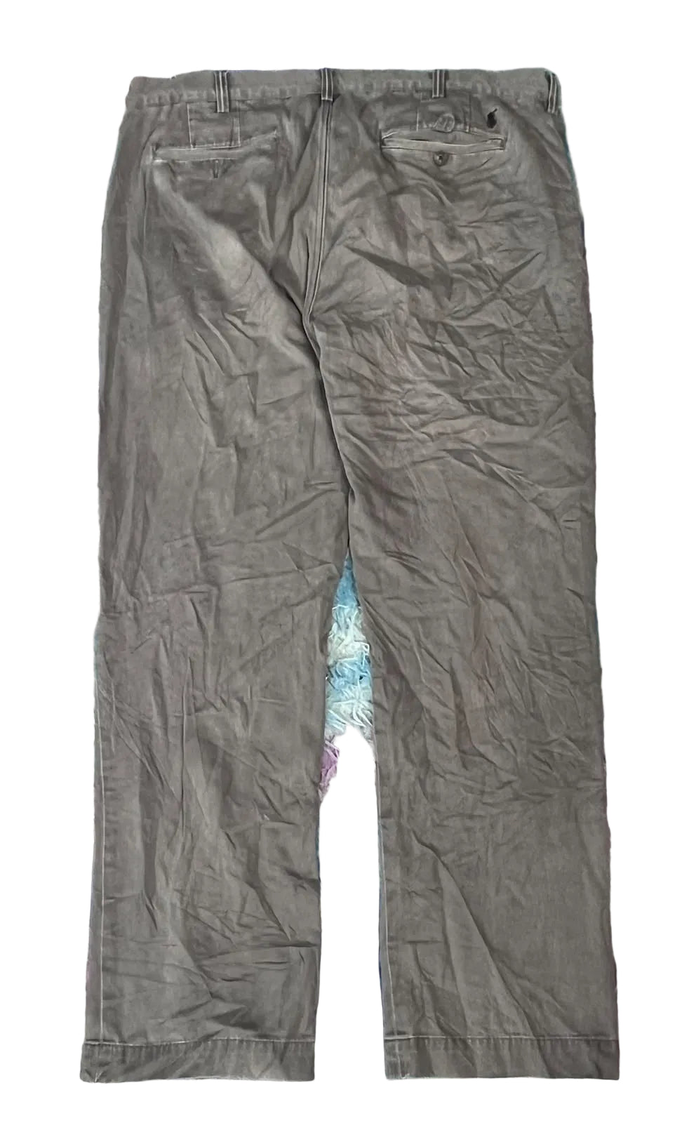 A pair of gray chino pants