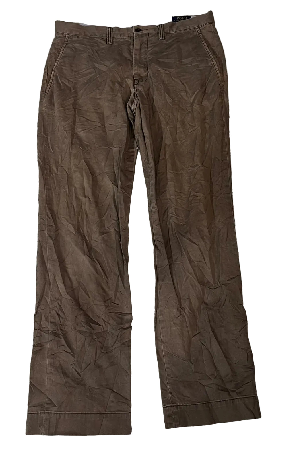 A pair of brown wide-leg pants  on the white background