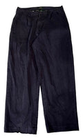 A pair of dark navy blue wide-leg pants  on the white background