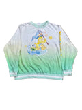 A pair of women's high-waisted briefs featuring a mint green and white ombre gradient design with a cartoon mermaid graphic on the front,