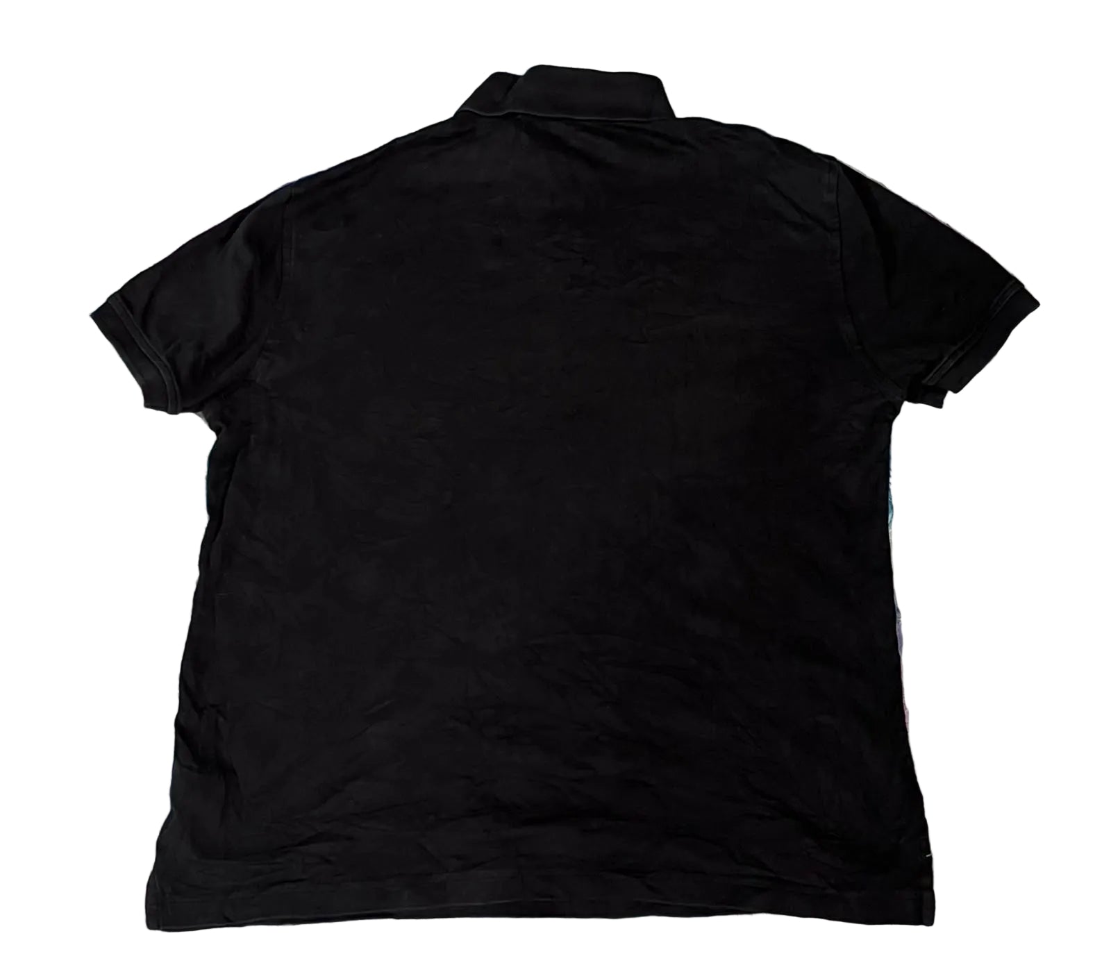 A black short-sleeve polo shirt