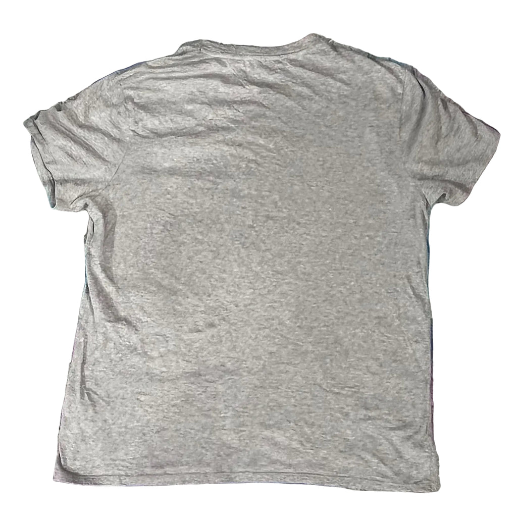 A heather gray short-sleeve t-shirt ON THE WHITE BACKGRAOUND 
