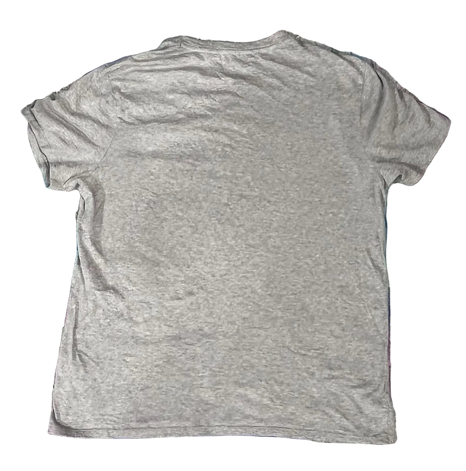 A heather gray short-sleeve t-shirt ON THE WHITE BACKGRAOUND 