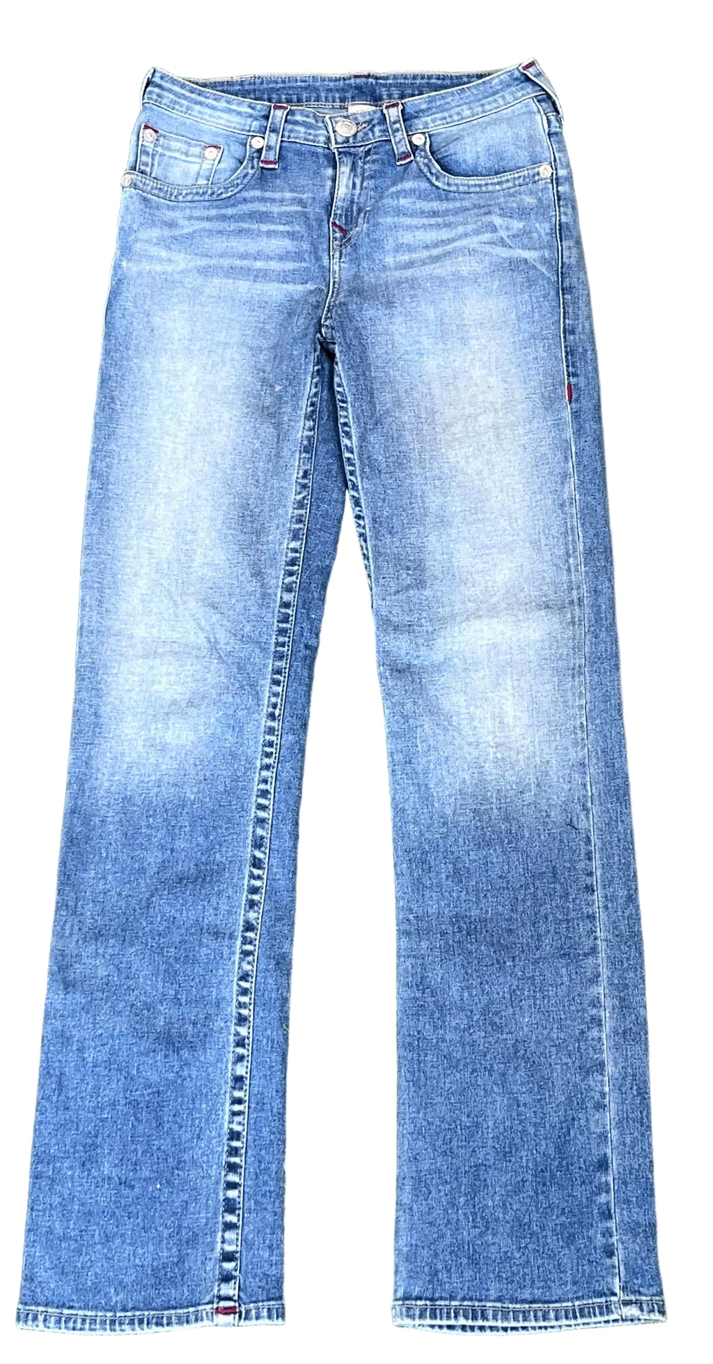 TRUE RELIGION WOMEN JEANS ON A WHITE PLAIN BACKGROUND 